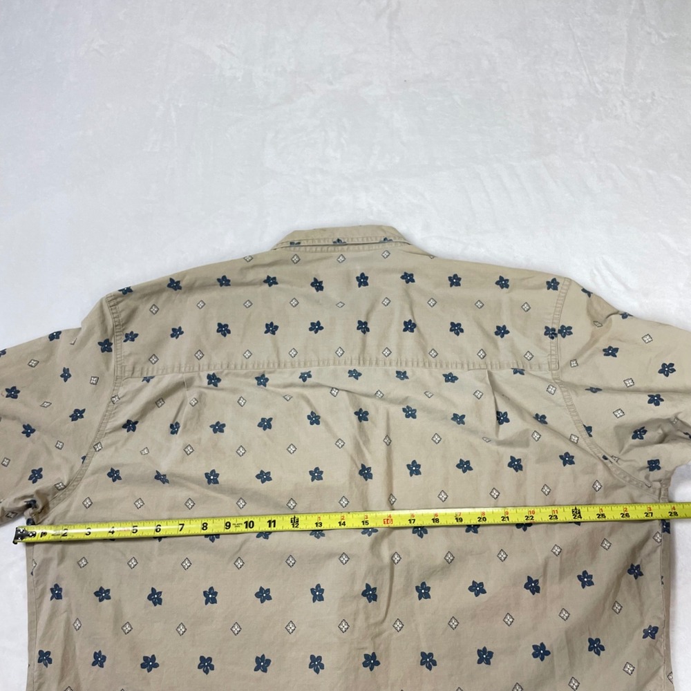 Chaps Ralph Lauren Button Down Cotton Men XL Tan Good Floral Geometric Shirt - Picture 8 of 8